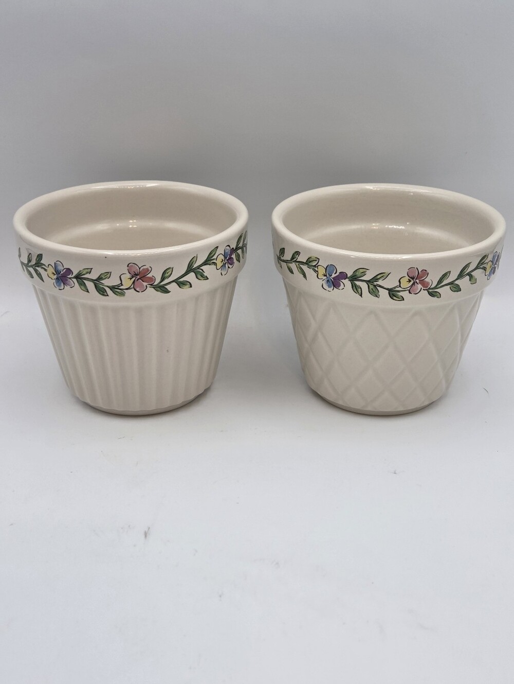 Vintage Longaberger Early Blossoms Flower Pots